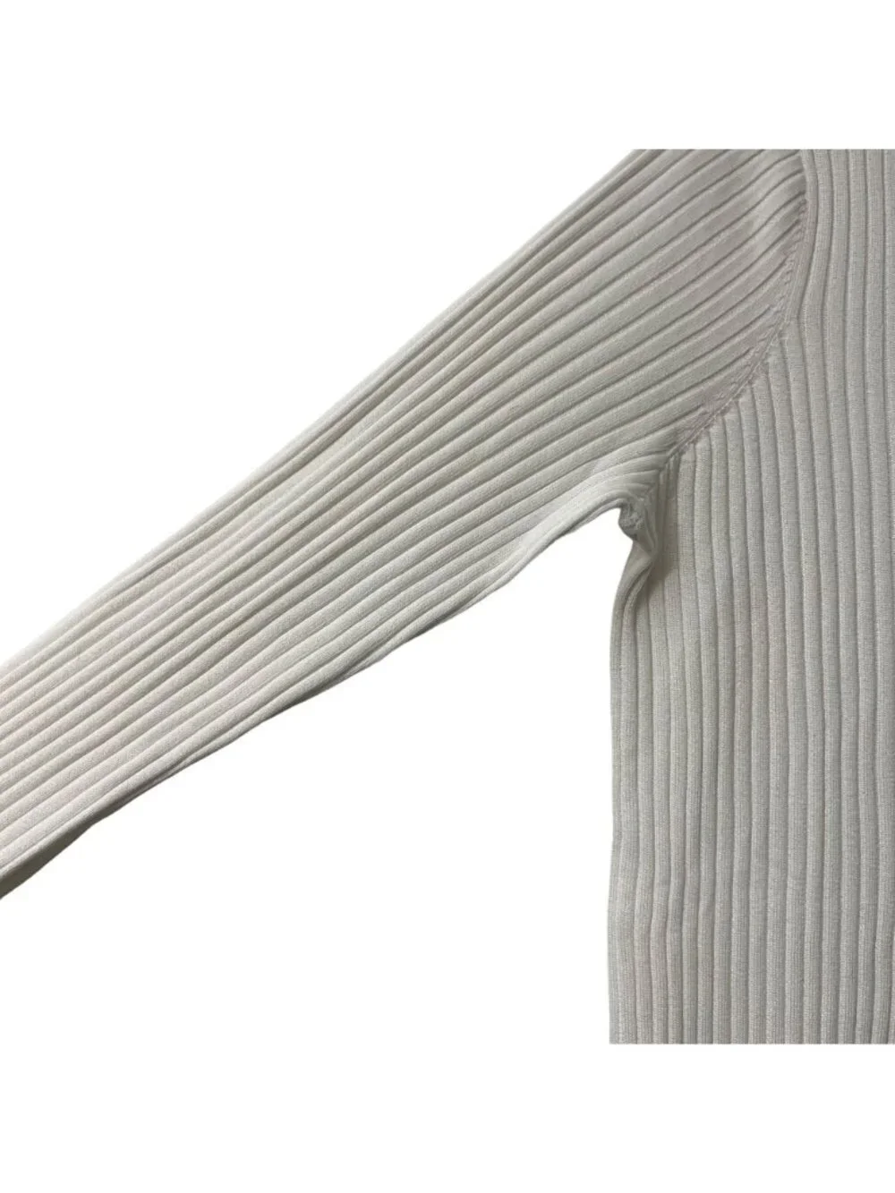 Athleta Womens White Lincon Park Ribbed Side Slit Long Sleeve Sweater Size Large